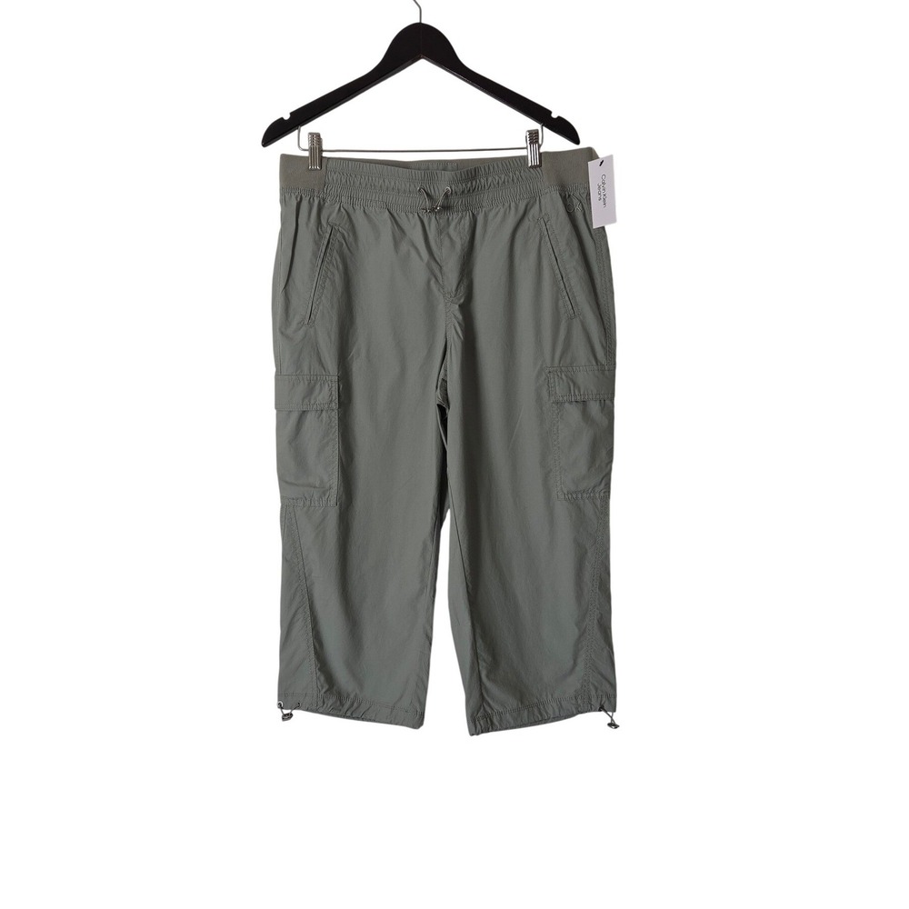 Calvin Klein Jeans Cargo Capri Pants Sage Green Size L NWT Utility Drawstring